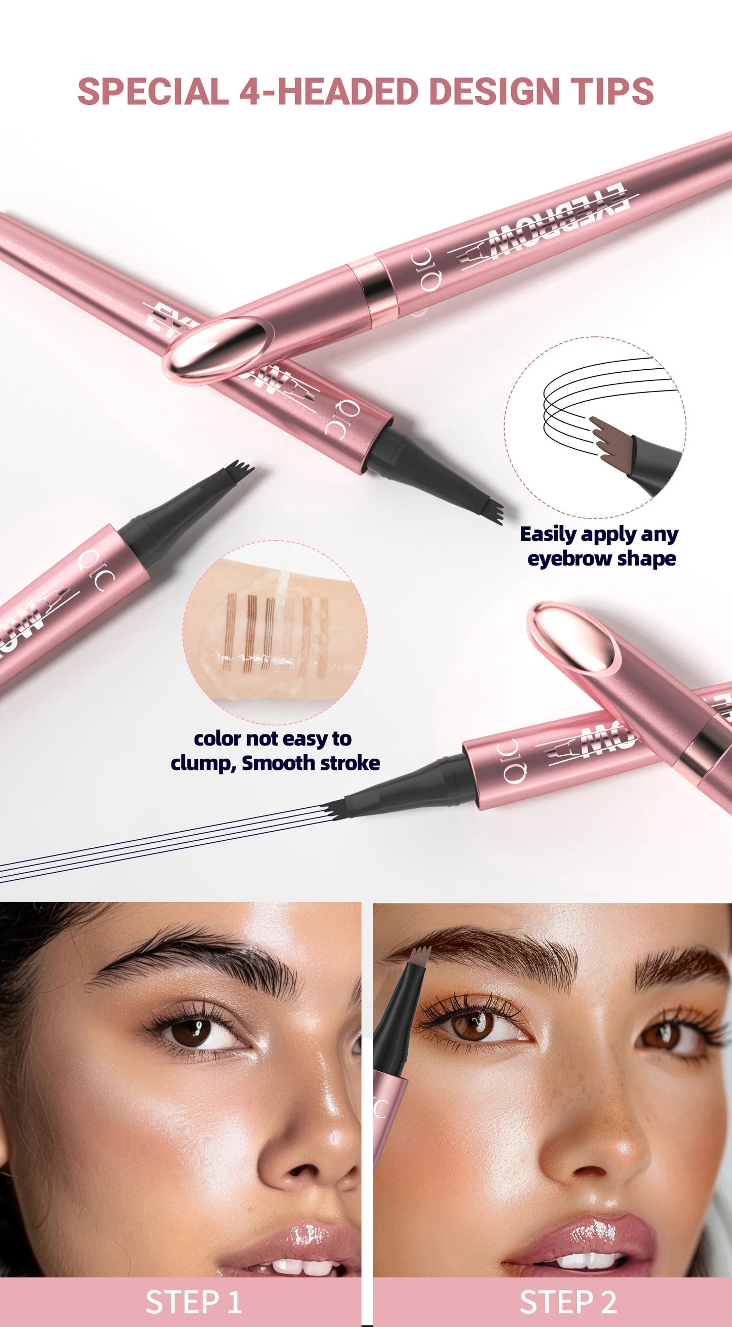 4 Fork Tip Eyebrow Pencil 3D Microblading Waterproof Dark Brown Natural Colour Fine Stroke Magic Eyebrow Pencil 2026 New Ladies