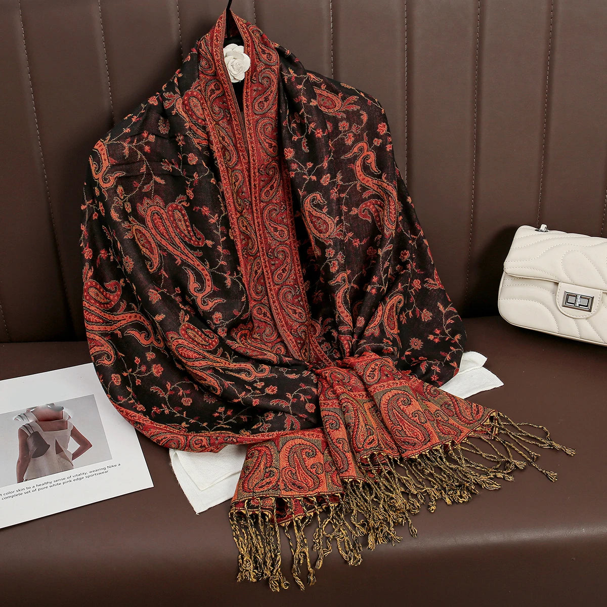 Women's Printed Pashmina Shawl, Soft Winter Scarf