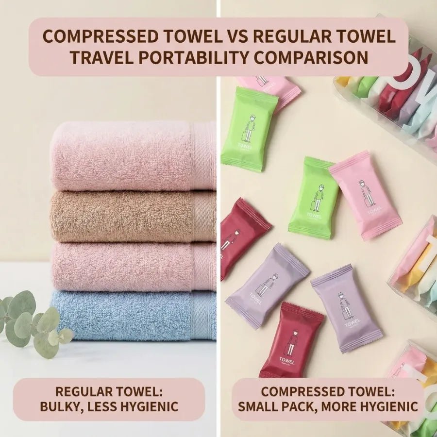 14PCS Compressed Face Towels, Portable Disposable Washcloths for Travel, Makeup Removal & Daily Cleansing