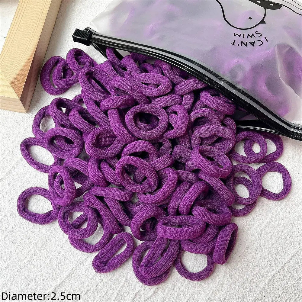 50pcs Black Elastic Hair Band Leagues Ties Colets Scrunchies Springs Gum Accessory For Girl Women No Damage Pigtails Holder Set