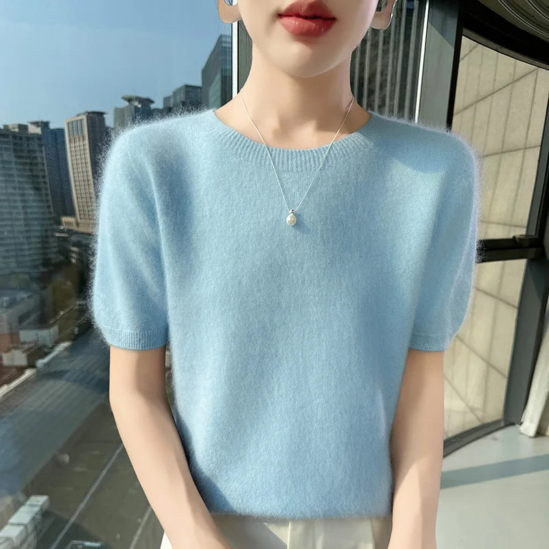 Women's Short Sleeve Knit Sweater Top