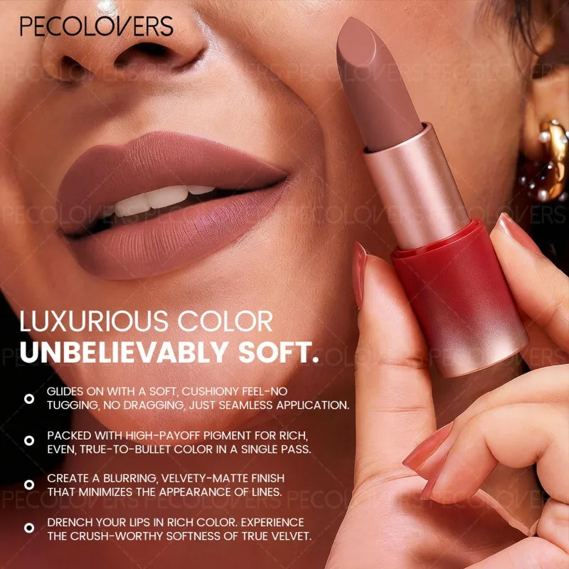 1PC Red Tube Lipstick, High Color Rendering, Red Series Lipstick, Waterproof, Non-drying, Suitable for Various Makeup Looks