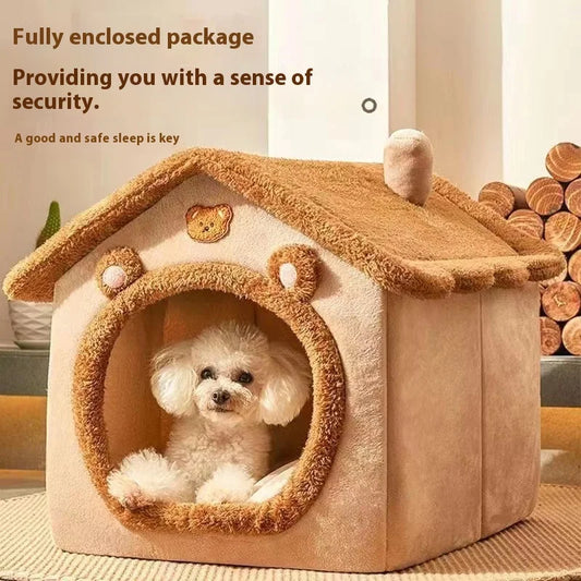 House-Style Pet Bed for Small Dogs & Cats — Removable Washable Warm Bed