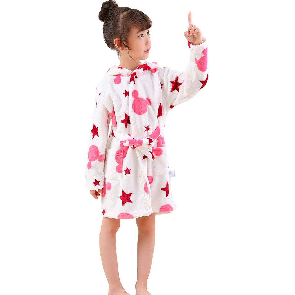 Kids Hooded Fleece Bathrobe - Cute Cartoon Robe for Boys and Girls - photo 10