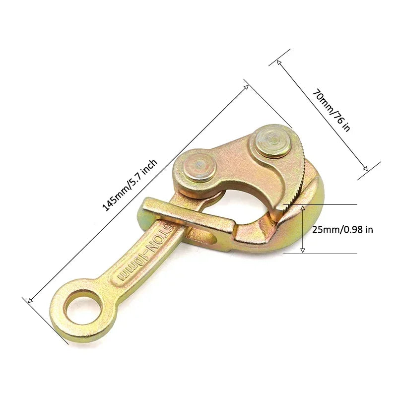 0.5，1Ton Wire Rope Jaw Clamp Multifunctional Electricity Cable Grip Pulling Non-Slip Haven Mini Tightening Tool Carbon Steel