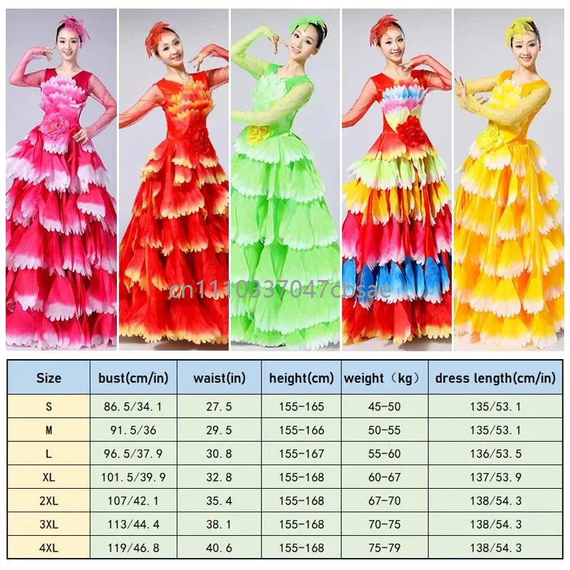 Women's big swing petal flamenco dress