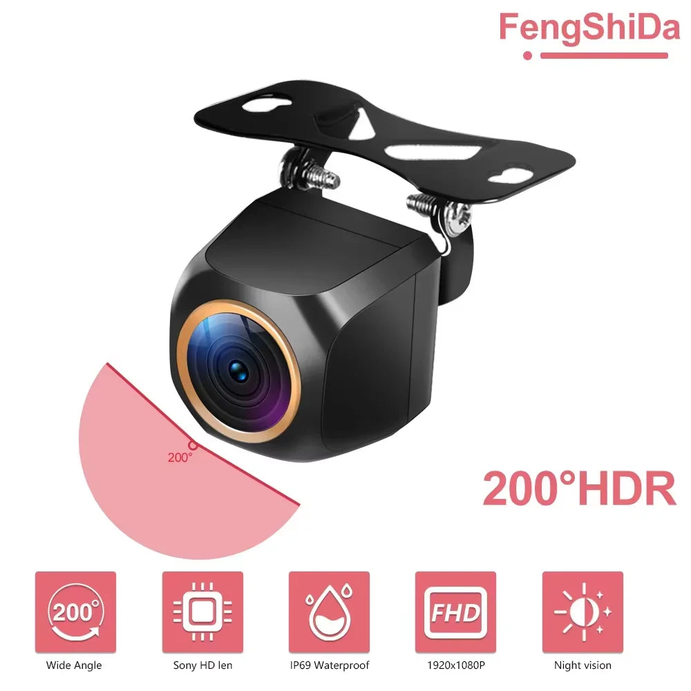 Car Rear View Camera 200° AHD 1920x1080P for Fisheye Golden Lens Full HDR Night Vision Vehicle back car reversing Front Camera