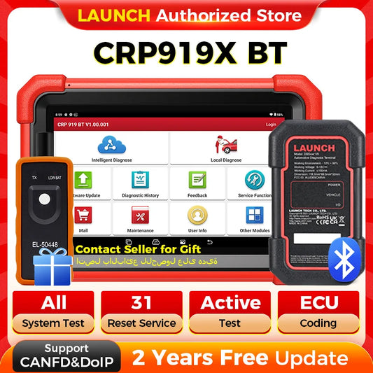 LAUNCH X431 CRP919X BT OBD2 Scanner – All System Diagnosis, ECU Coding, 31 Resets, CANFD & DoIP | 100+ Car Brands