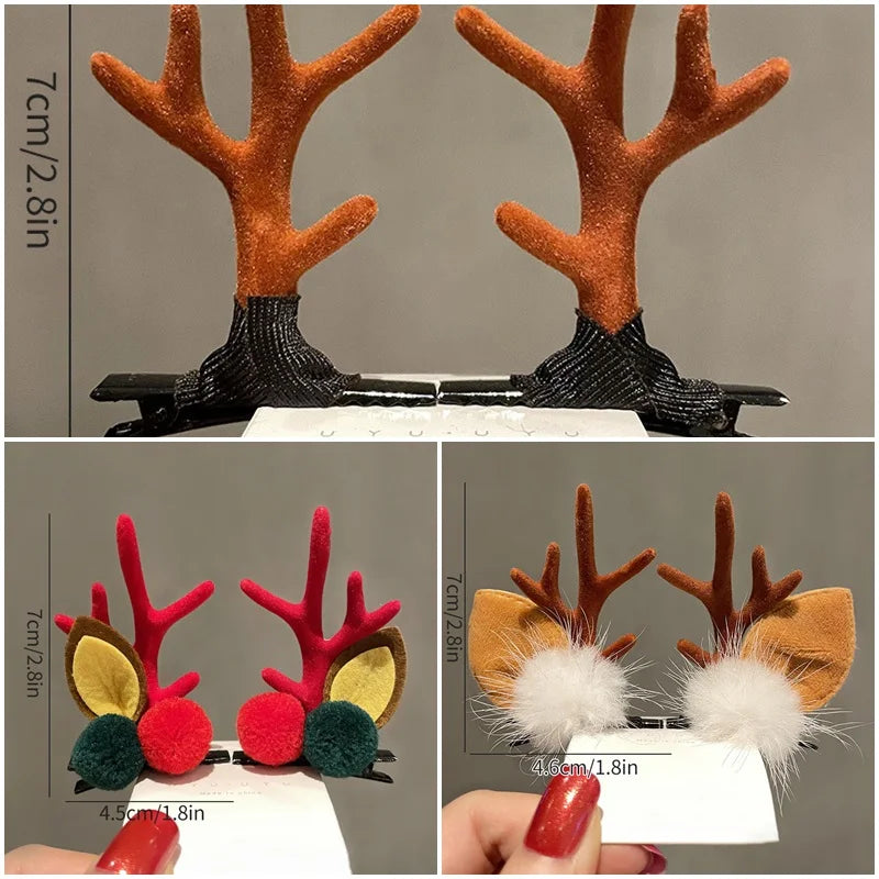 2026 Christmas Hair Clips Kawaii Christmas Headbands Hair Accessories Deer Ear Hairpin for Girl Photograph Prop Xmas Party Decor