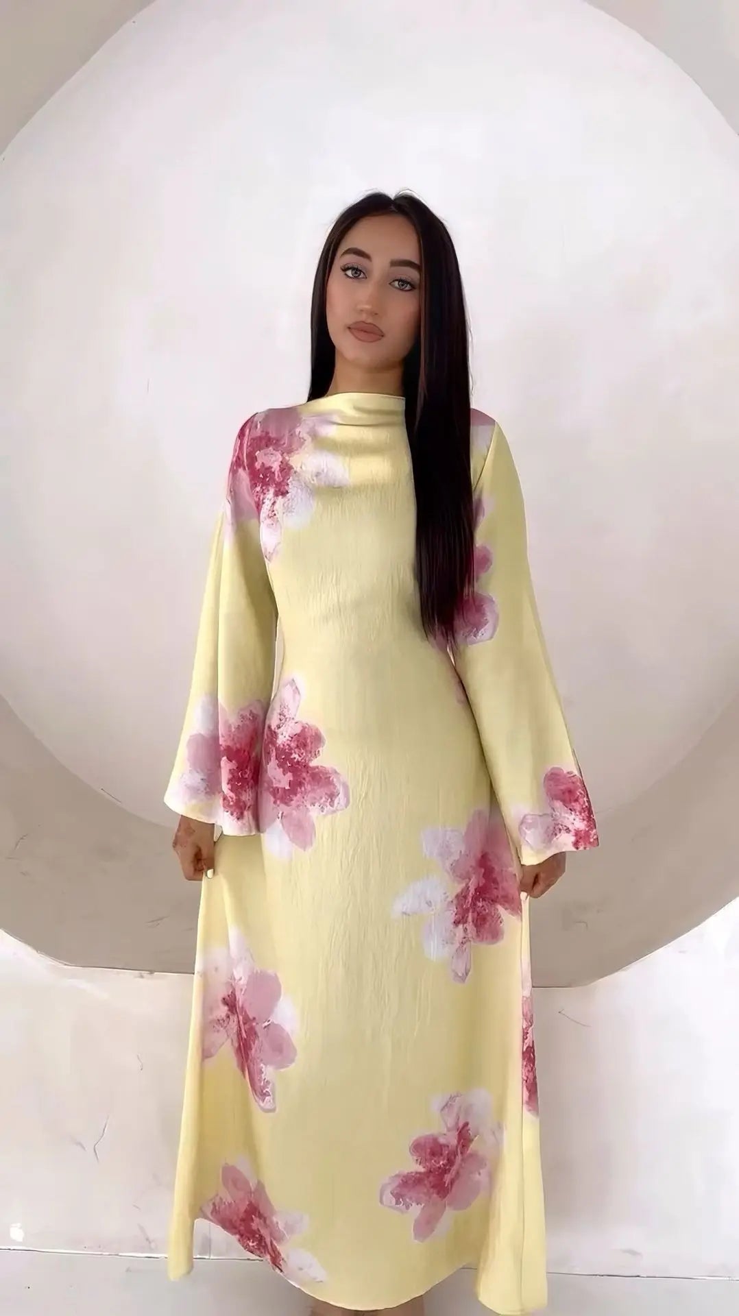 Women's Floral Print Abaya Party Dress – Muslim Kaftan Jalabiya