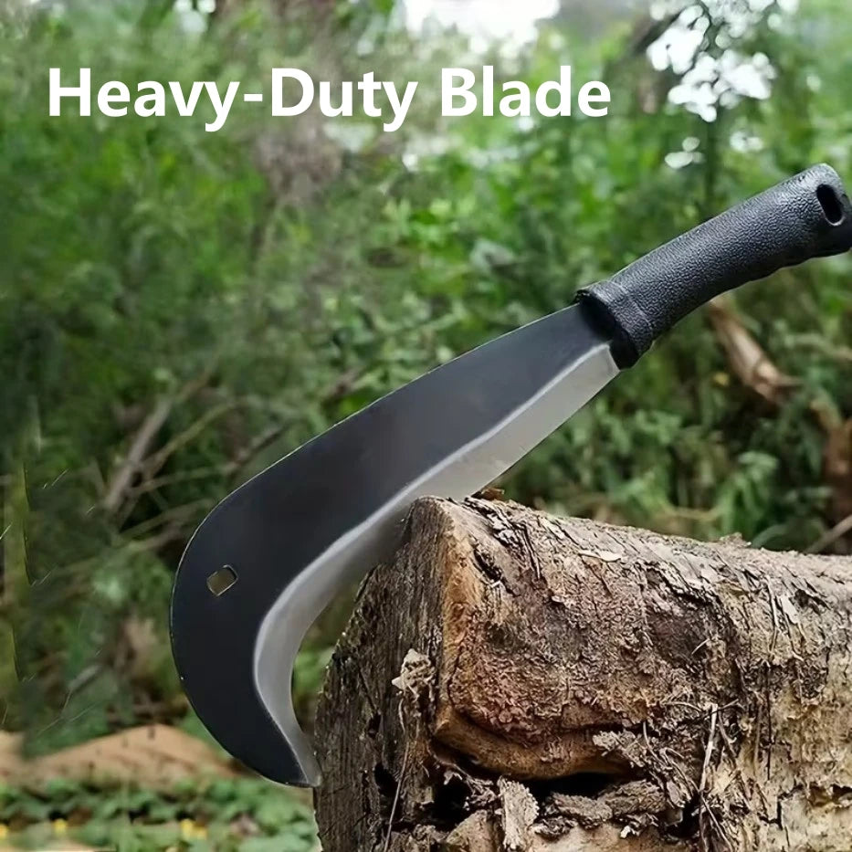 Heavy Duty Outdoor Cutting Tool – Curved High Carbon Steel Blade for Weed & Brush Clearing, Grass Cutter & Yard Work