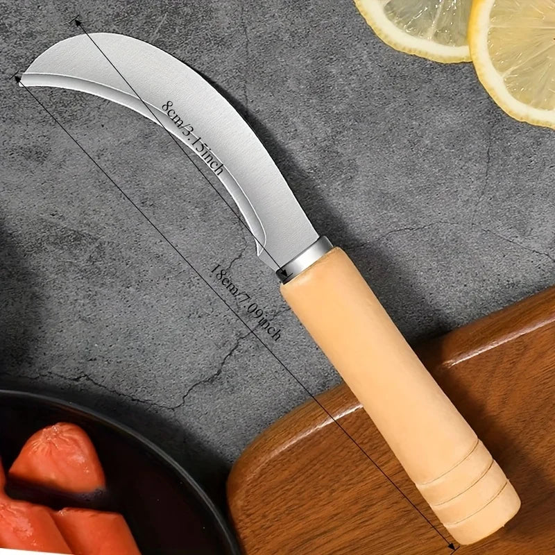 Curved Stainless Steel tool with Wooden Handle,2-in-1 Tool for Summer Garden Weeding,Ideal for Outdoor Yard Use