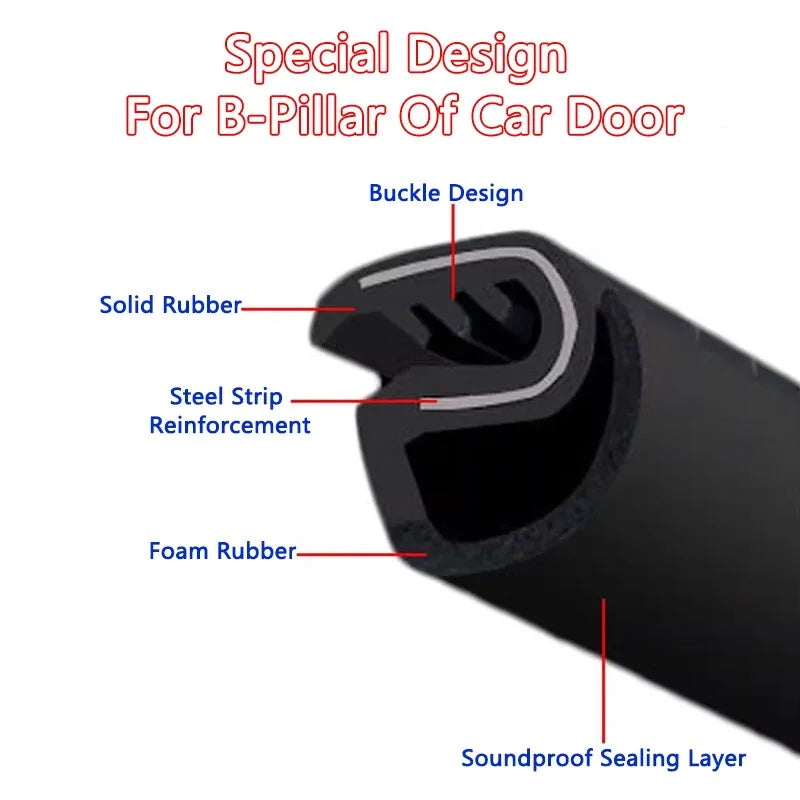 Car Door Seal Strip Rubber B Pillar Anti-Noise Dustproof For Toyota RAV4 Camry Corolla Harrier Venza Cross Frontlander CHR IZOA