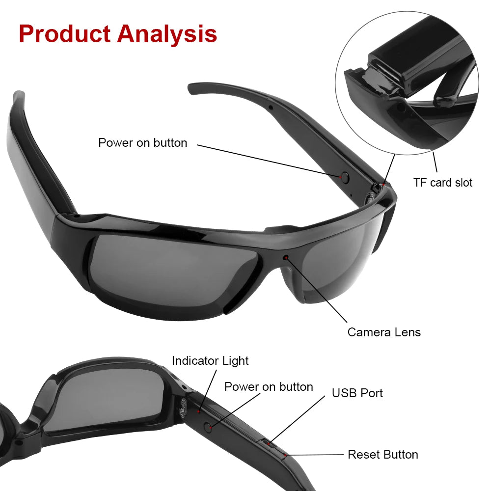 Cycling Glasses Camera — 1080P Wearable Photo & Video Recorder