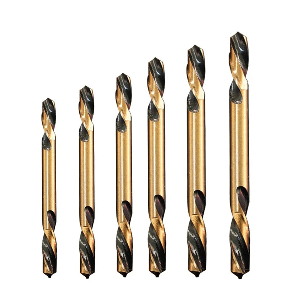 6pcs HSS Double-Headed Auger Drill Bits For Metal Stainless Steel Wood Drilling Power Tool 3mm/ 3.5mm/ 4mm/ 4.5mm/ 5mm/ 6mm