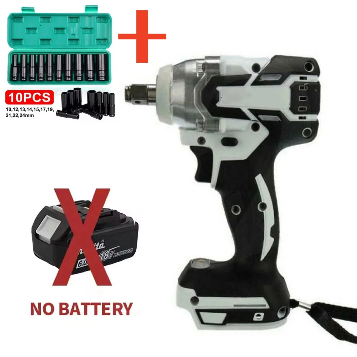 For Makita 18V 21V Battery Cordless Impact Wrench 1/2" Brushless Bare Tool Only (Battery Not Included)