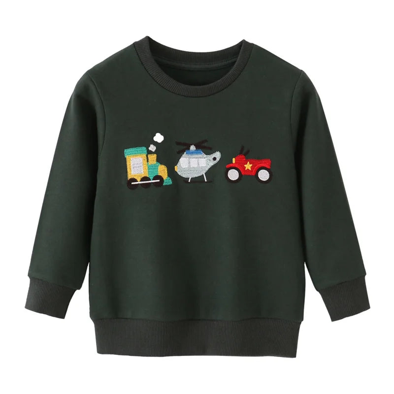 Jumping Meters 2-7T Aircrafts New Autumn Spring Baby Sweatshirts Long Sleeve Children's Clothing Animals Kids Sport Shirts