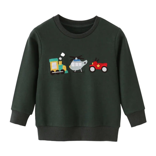 Jumping Meters 2-7T Aircrafts New Autumn Spring Baby Sweatshirts Long Sleeve Children's Clothing Animals Kids Sport Shirts