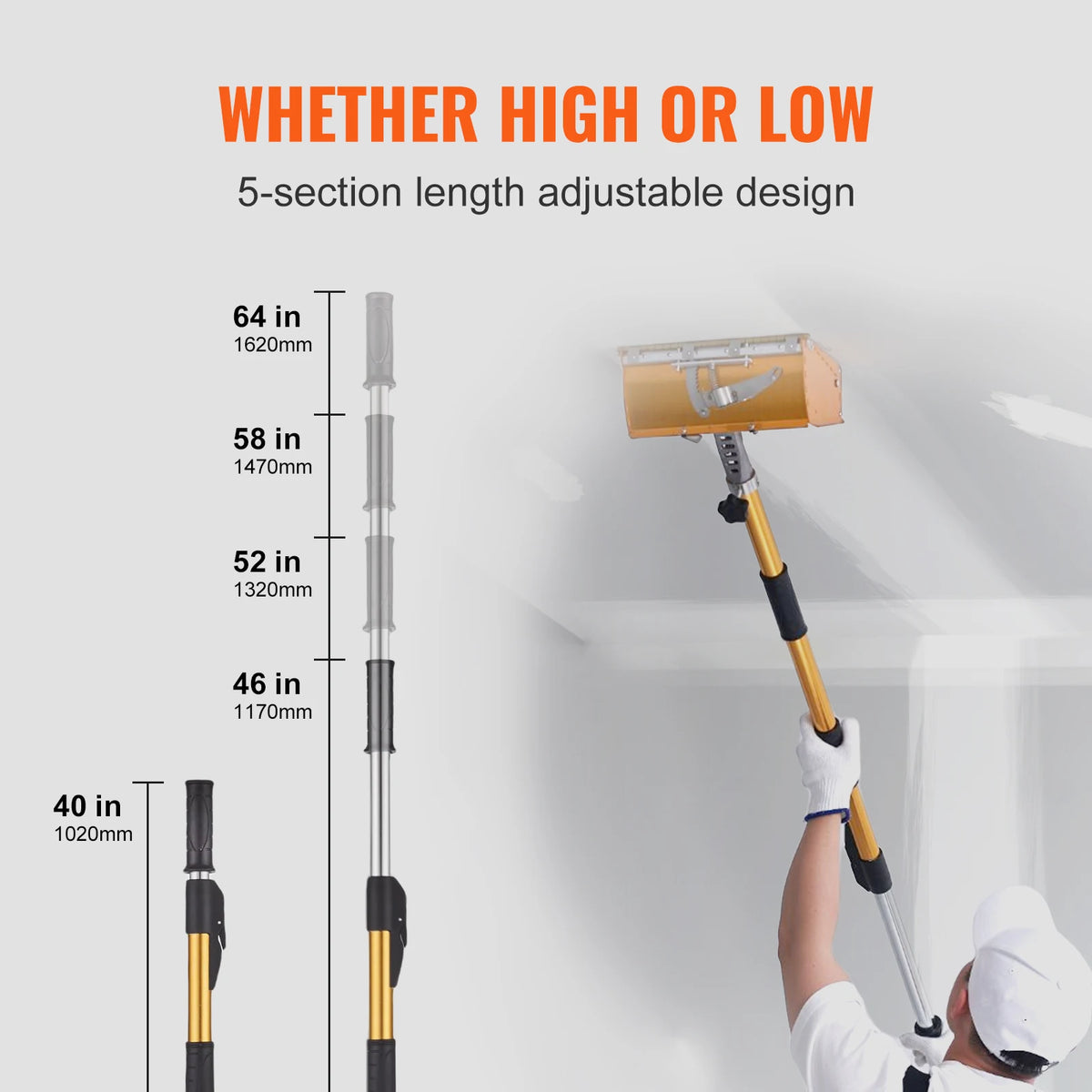 Drywall Flat Box Handle, 40 to 64 in - Adjustable Aluminium - view 4