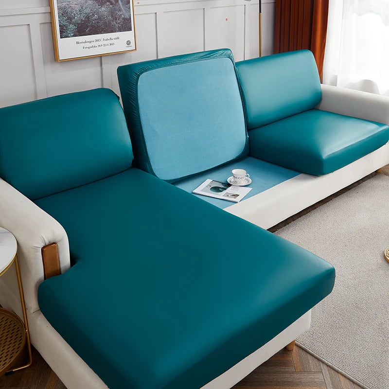 Stretch PU leather waterproof sofa cushion cover sofa seat slipcover backrest cover easy clean sofa protector for pets kids