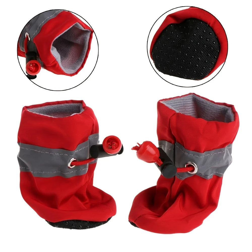 Water-Resistant Dog Rain Boots 4-Pack - Paw Covers for Small Dogs - photo 5