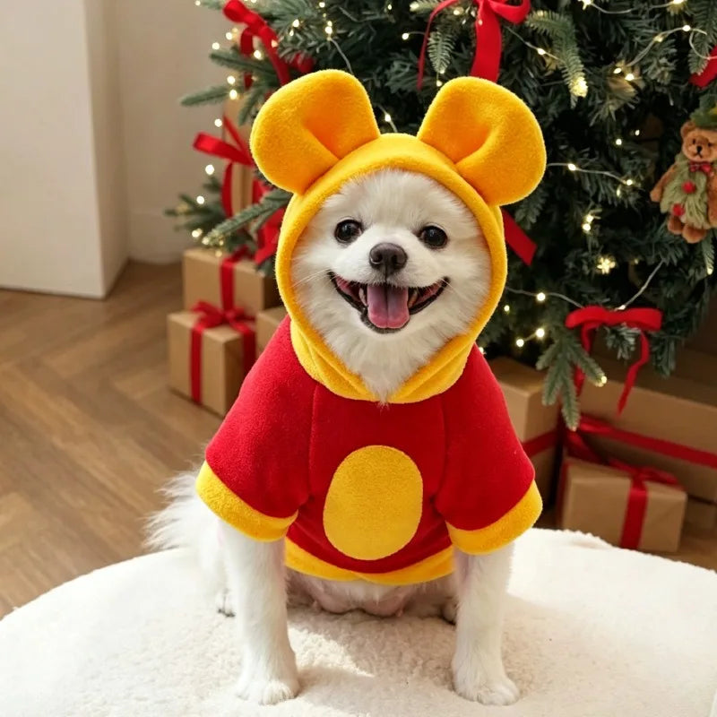 Cartoon Fleece Dog Hoodie - Warm Pullover for Small Dogs – photo 2