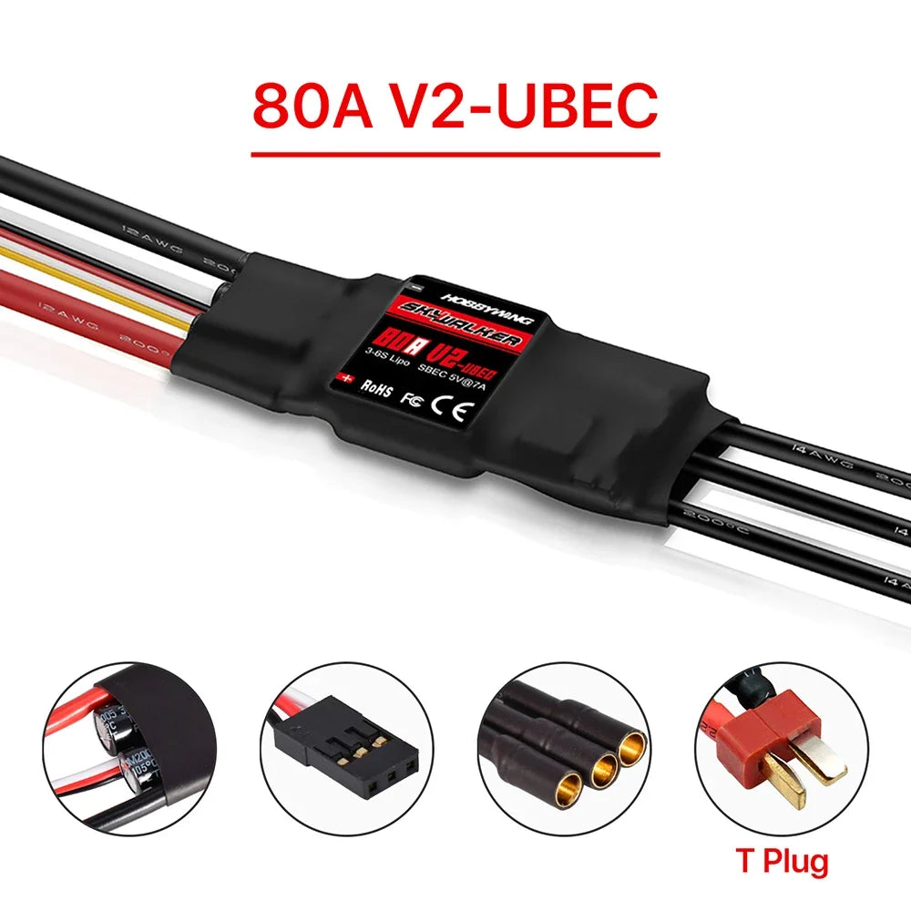 Hobbywing Skywalker V2 20A 30A 40A 50A 60A 80A 100A Brushless ESC BEC Speed Controller With Reverse Break For RC Fixed Wing