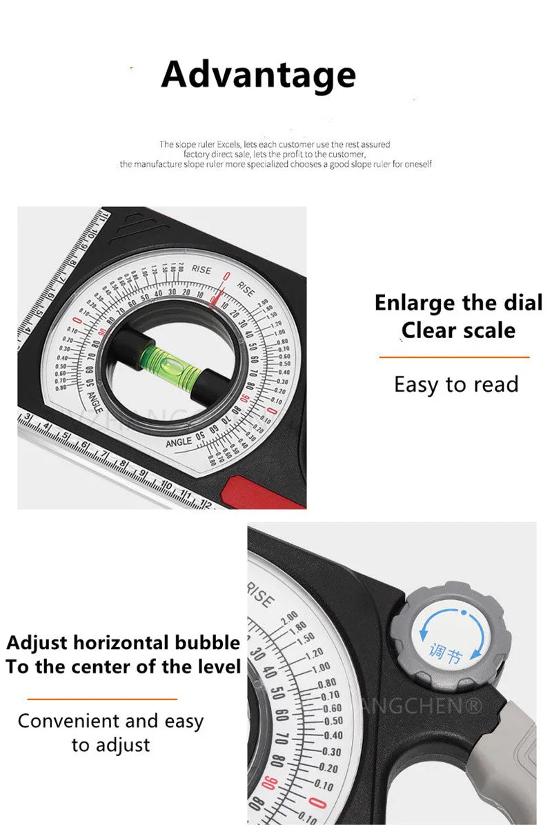 High Precision Angle Slope Measuring Instrument Magnetic Level Bubble Inclinometer Protractor Angle Finder Slope Scale Level