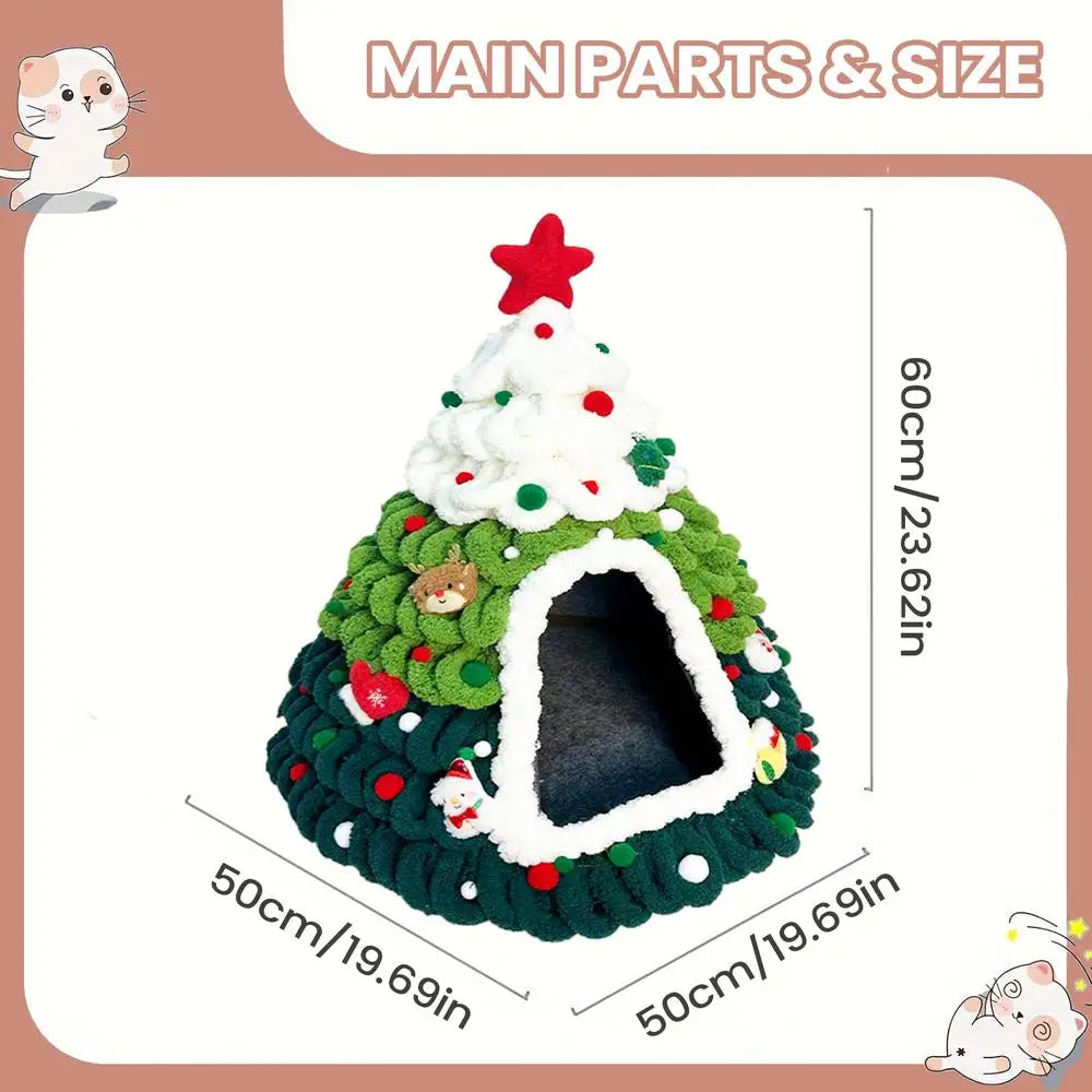 Christmas Tree Knit Cat Cave Bed - Winter Shelter – photo 9