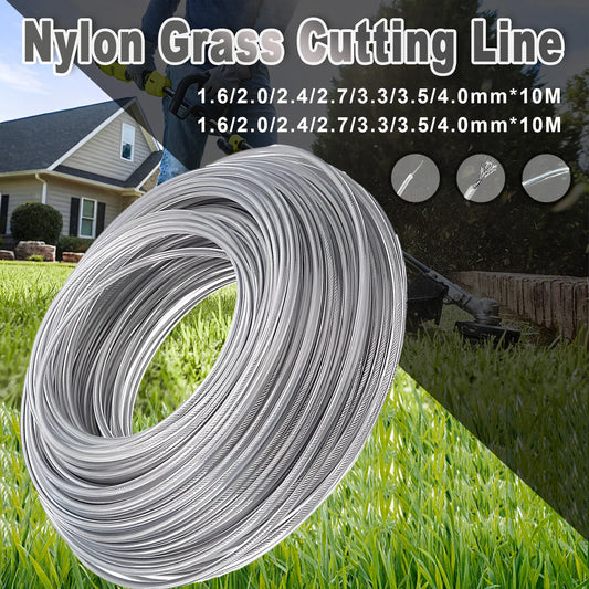 2.4/2.7/3.0/4.0mm*15m Steel Wire Nylon Grass Trimmer Line Brushcutter Trimmer Rope Lawn Mower Cord Durable Steel Trimmer Line