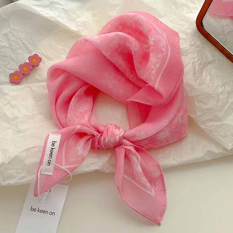 Women's Small Floral Square Scarf - Retro Artistic Neckerchief - photo 10