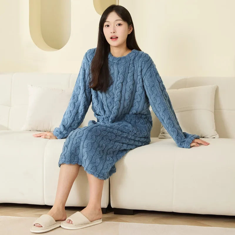 Women's Padded Coral Fleece Robe Dress - Thick Winter Bathrobe - photo 11