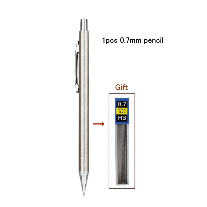 Full Metal Mechanical Pencil Set 0.3 0.5 0.7 0.9 1.3 2.0mm HB Automatic Pencil With Leads,for Art Drawing Writing Sketchin