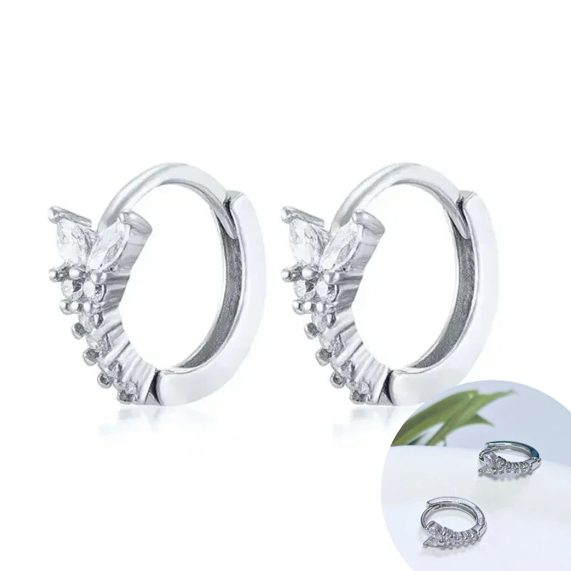 925 Sterling Silver Tassel Hoop Earrings for Women - White Zircon