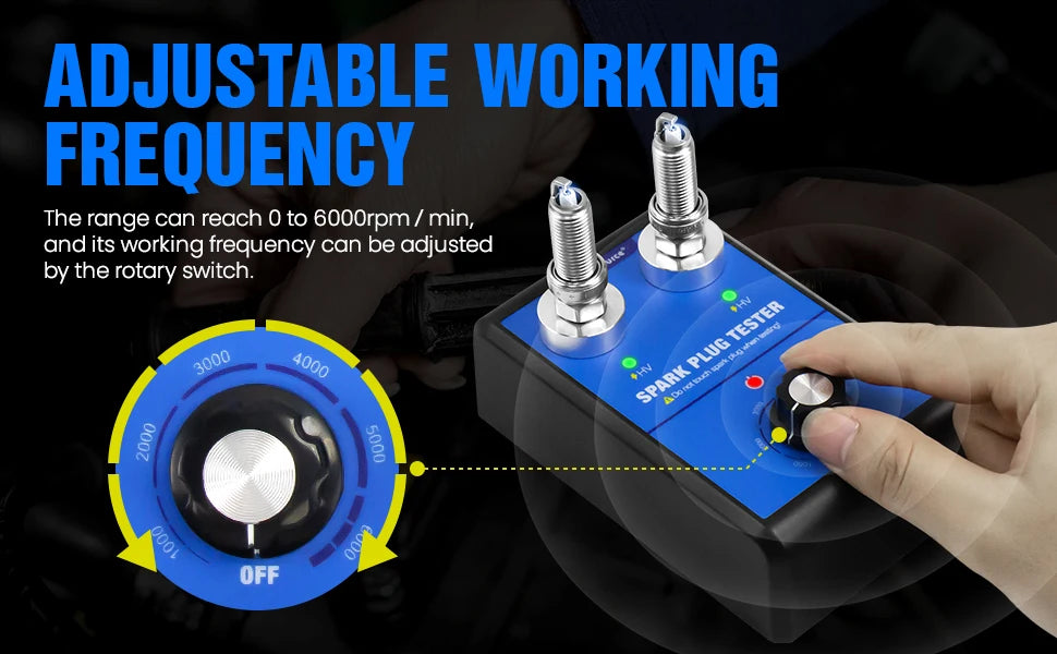 Car Spark Plug Tester Double hole Diagnostic Tool Car 12V Spark Tester 0-6000rpm Auto Engine Ignition Coil  Detector Tools
