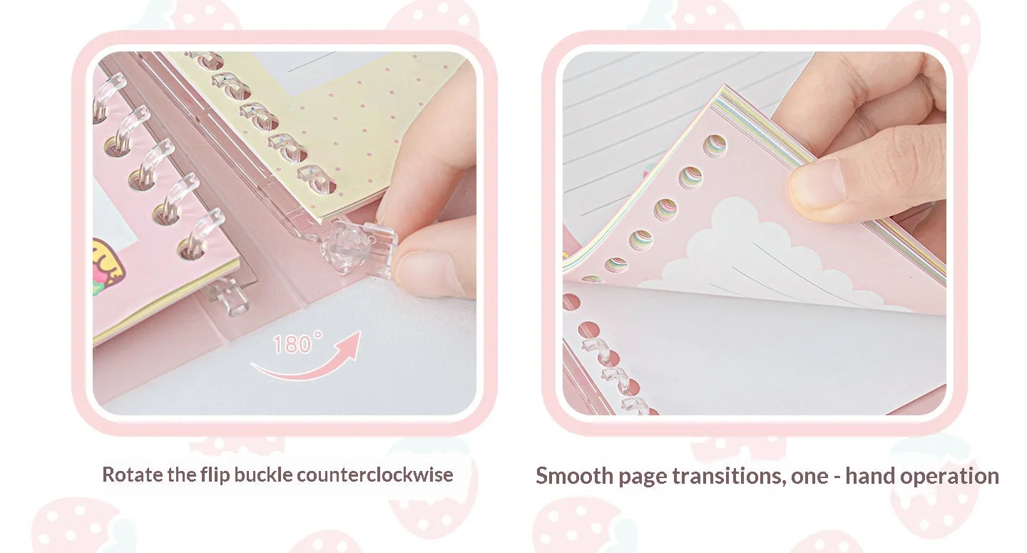 Rosyposy Korilakkuma Strawberry B5 Loose Leaf Notebook Soft Cover Cute Journal For Daily Study Writing Note Taking