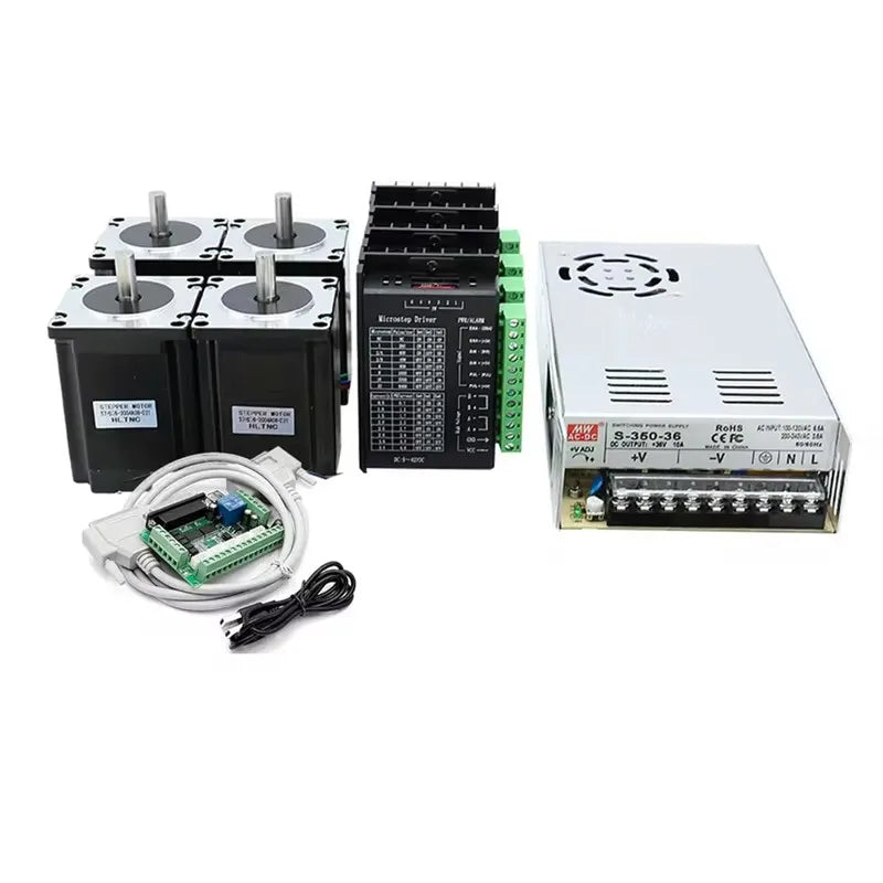 HLTNC 3 4 Axis Kit CNC Nema 23 2.2N 82mm Stepper Motor Driver TB6600 DM542 DM556 USB LPT mach3 Controller + 350W 36V power PSU