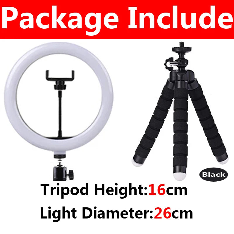 LED Photography Ring Light – 3 Modes Dimmable Selfie Light with Tripod & Phone Stand | TikTok, YouTube & Makeup