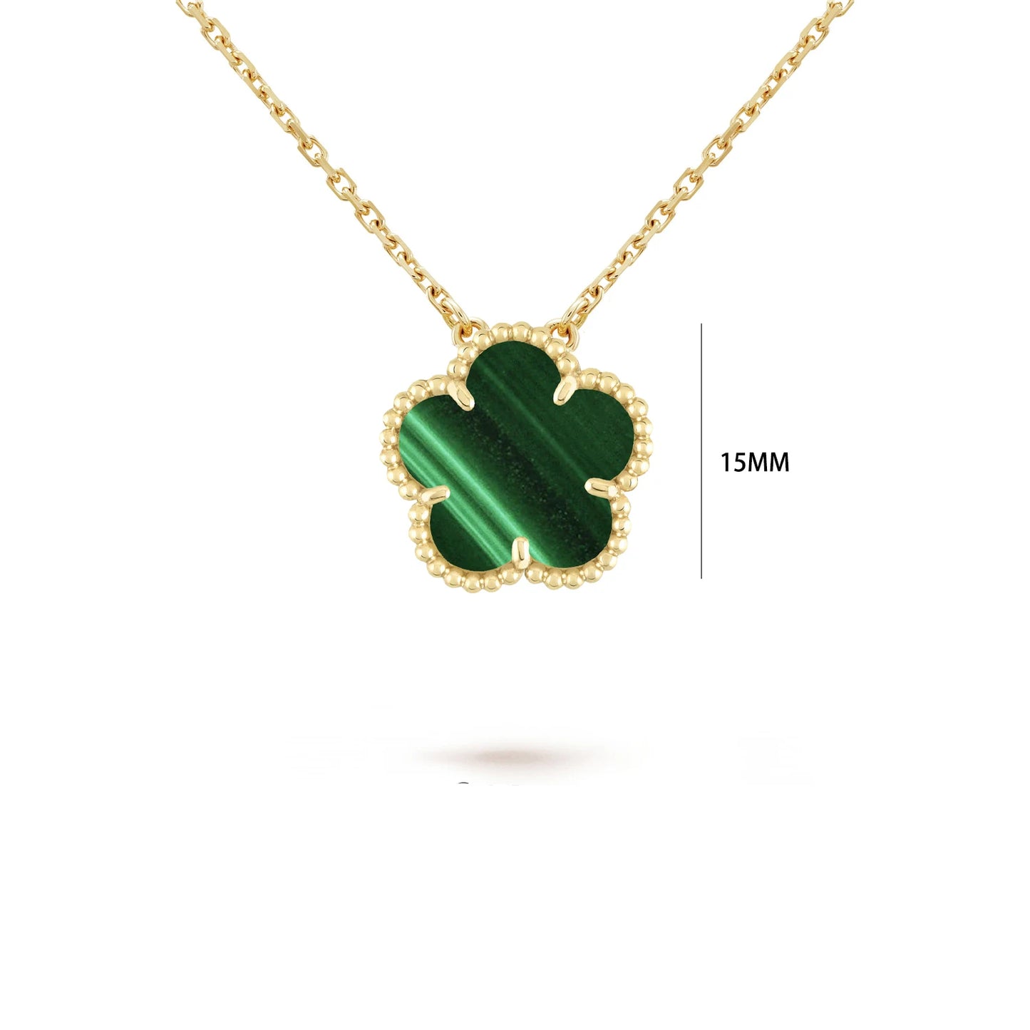 Five-Petal Flower Pendant Necklace — Natural Stone, 7 Colors