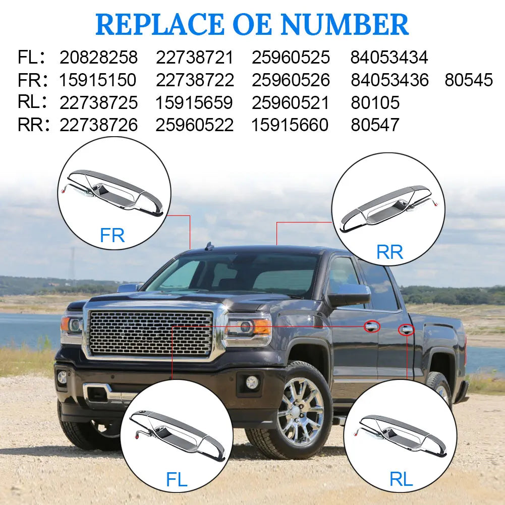 Exterior Chrome Door Handle For Sierra Yukon Cadillac Escalade Pickup Outside  Chevrolet Silverado Tahoe GMC 5960521 25960526