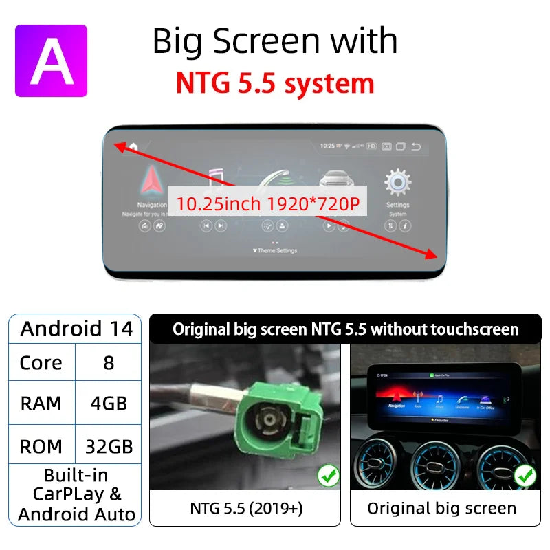 Android 14 Carplay Auto Radio Touch Screen For Mercedes C GLC V W205 X253 W447 NTG 5.5 6.0 2019-2023 Smart Car System Head Unit