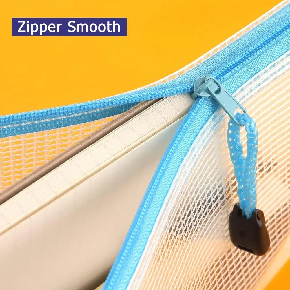 1/3pcs PVC transparent waterproof mesh zipper file bag Mesh zipper archive bag Storage office supplies Household storage bag