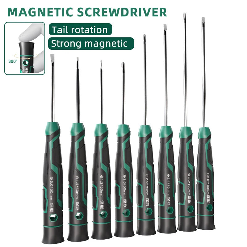 Precision Magnetic Screwdriver Anti-Slip Handle Phillips/Slotted Type Mini Screw Driver Installation and Disassembly Repair Tool