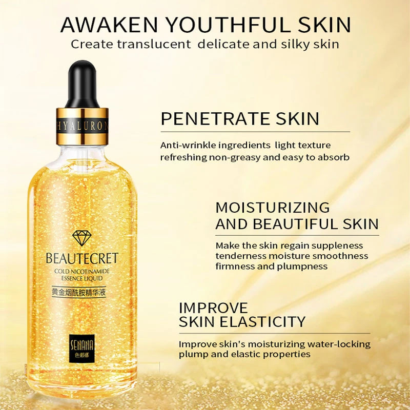 24K Gold Hyaluronic Acid Nicotinamide Face Serum Moisturize Softening The Skin, Preventing Dryness and Cracking Facial Essence