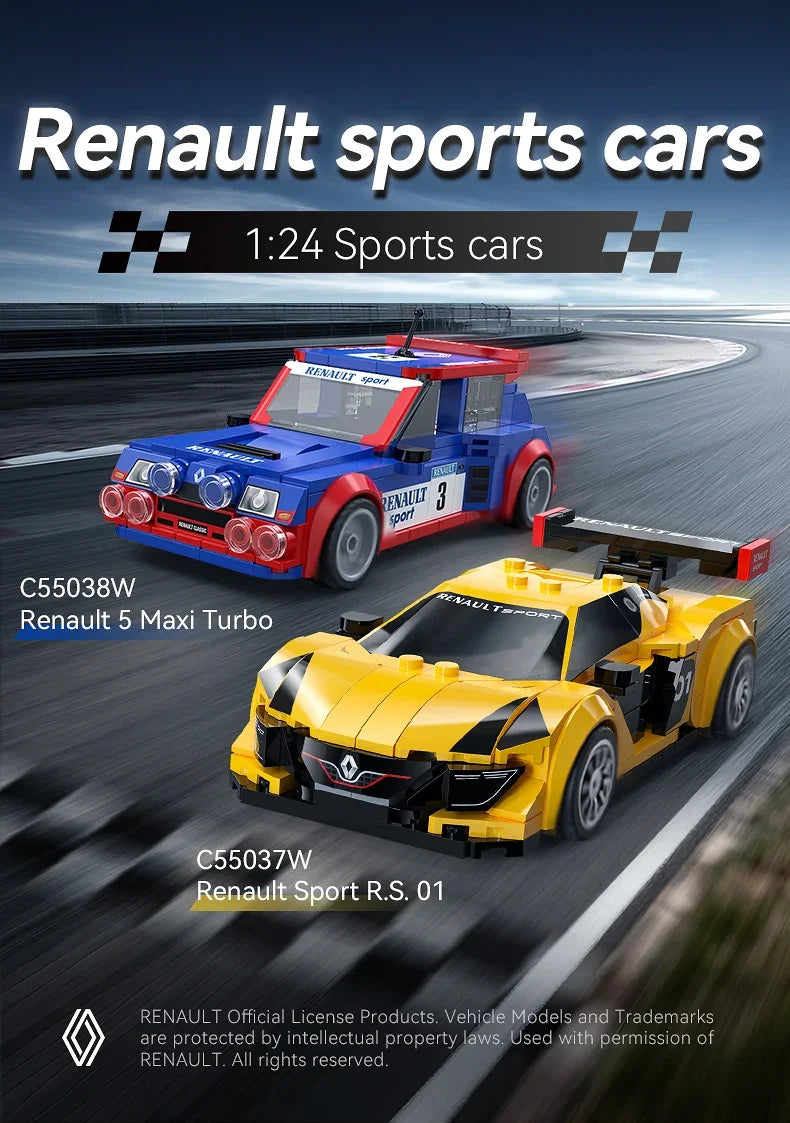 Cada 1:24 Building Block Maxi Turbo Car Set Renault Super Sports Car Retro Car Bricks Birthday Christmas Gift for Adult Boys