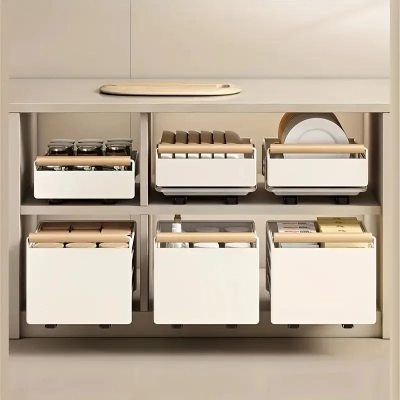 Pull-Out Kitchen Drawer Organizer - Sliding Rack for Plates and Bowls - photo 2