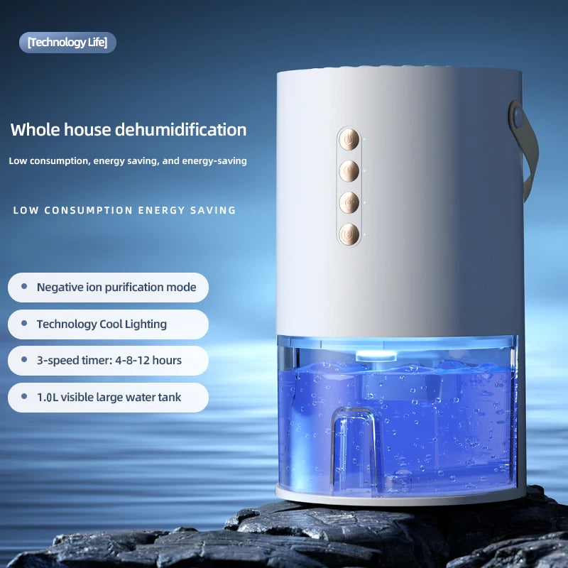 1000ml Dehumidifier Air Dryer for Home Office Negative ions Eliminate Damp Mold and Moisture Portable Air Dehumidifier EU US