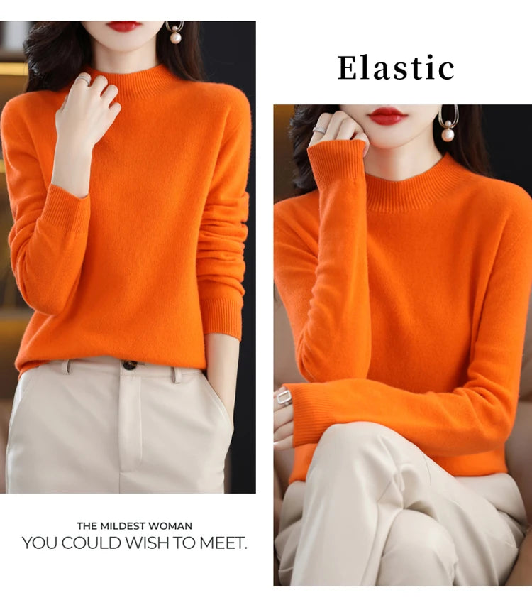Women's Merino Wool Mock Neck Sweater