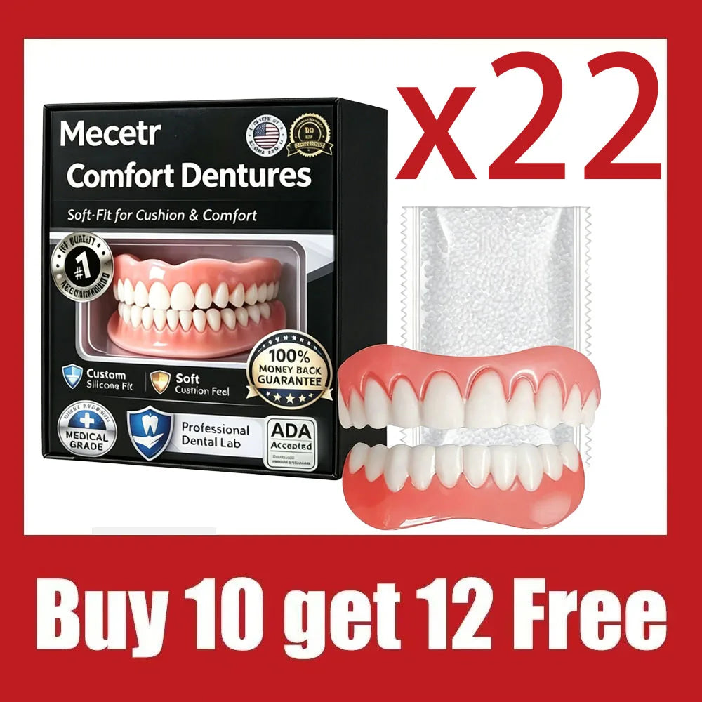 Upper & Lower Natural Silicone Dentures for Instant Confidence