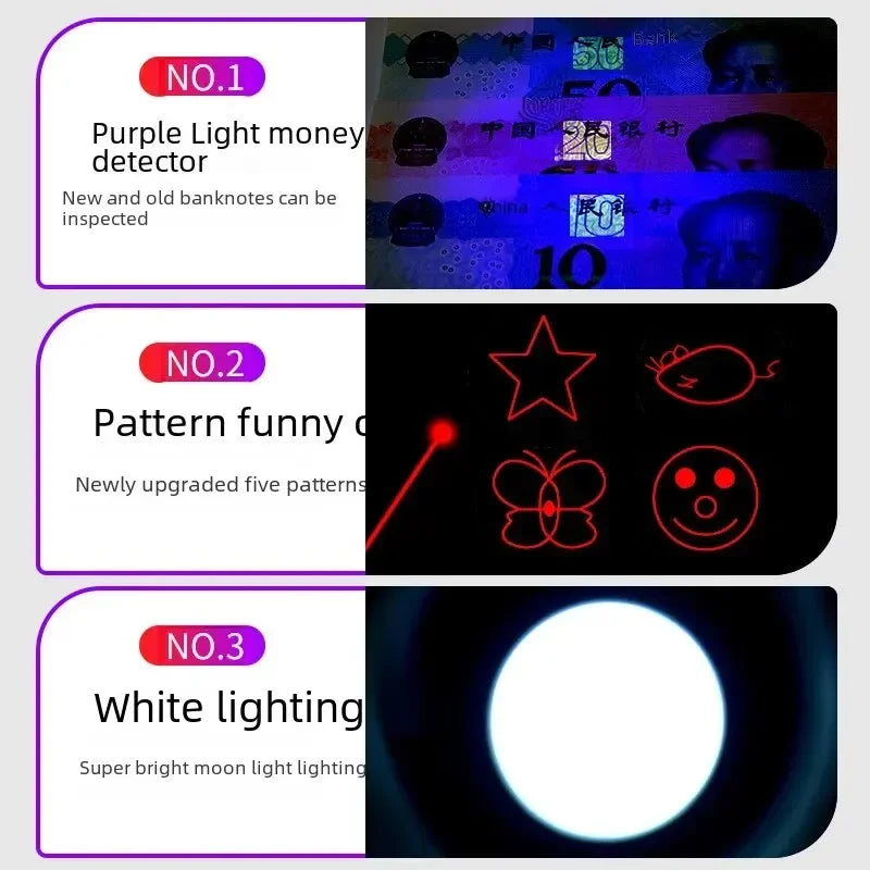 Multifunctional Upgraded USB Rechargeable Infrared Cat Toy, Laser Projection Interactive Cat Stick, Pet Toy Supplies